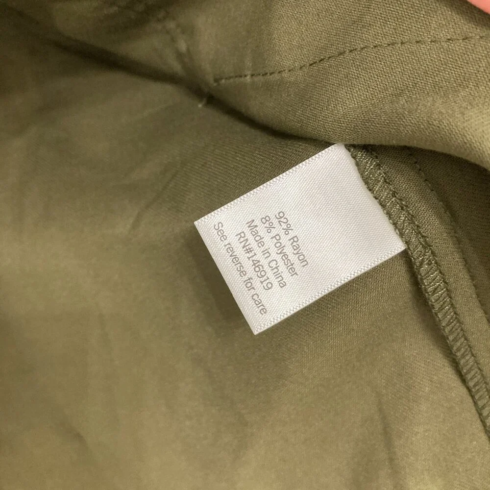 New Nine West size XL Green Olive Soft Comfy Rolled Sleeve Full Zip Jacket - Picture 9 of 11